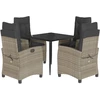 Image de vidaXL Salon de jardin 5 pièces avec coussins gris clair Poly rotin