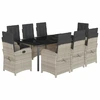 Image de vidaXL Salon de jardin 9 pièces avec coussins gris clair Poly rotin