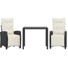 Image de vidaXL Ensemble de jardin 3 pièces avec coussins Noir Poly Rattan