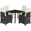 Image de vidaXL Ensemble de jardin 5 pièces avec coussins Noir Poly Rattan