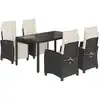 Image de vidaXL Ensemble de jardin 5 pièces avec coussins Noir Poly Rattan