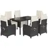 Image de vidaXL Ensemble de jardin 7 pièces avec coussins Noir Poly Rattan