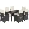 Image de vidaXL Ensemble de jardin 7 pièces avec coussins Noir Poly Rattan