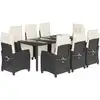 Image de vidaXL Salon de jardin 9 pièces avec coussins noir poly rotin