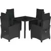 Image de vidaXL Ensemble de jardin 5 pièces avec coussins Noir Poly Rattan