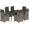 Image de vidaXL Ensemble de jardin 7 pièces avec coussins Gris Poly rotin
