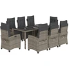 Image de vidaXL Salon de jardin 9 pièces avec coussins Gris Poly Rattan