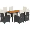 Image de vidaXL Ensemble de jardin 7 pièces avec coussins Noir Poly Rattan