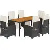 Image de vidaXL Ensemble de jardin 7 pièces avec coussins Noir Poly Rattan