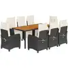 Image de vidaXL Salon de jardin 9 pièces avec coussins noir poly rotin