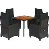 Image de vidaXL Ensemble de jardin 5 pièces avec coussins Noir Poly Rattan