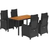 Image de vidaXL Ensemble de jardin 5 pièces avec coussins Noir Poly Rattan