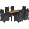 Image de vidaXL Ensemble de jardin 7 pièces avec coussins Noir Poly Rattan