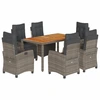 Image de vidaXL Ensemble de jardin 7 pièces avec coussins Gris Poly rotin