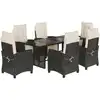 Image de vidaXL Ensemble de jardin 7 pièces avec coussins Noir Poly Rattan