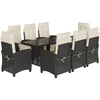 Image de vidaXL Salon de jardin 9 pièces avec coussins noir poly rotin