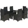 Image de vidaXL Ensemble de jardin 7 pièces avec coussins Noir Poly Rattan