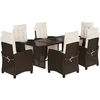 Image de vidaXL Ensemble de jardin 7 pièces avec coussins Marron Poly rotin