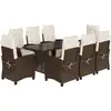 Image de vidaXL Salon de jardin 9 pièces avec coussins Marron Poly rotin
