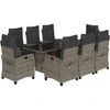Image de vidaXL Salon de jardin 9 pièces avec coussins Gris Poly Rattan