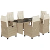 Image de vidaXL Ensemble de jardin 7 pièces avec coussins Beige Poly rotin