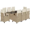 Image de vidaXL Salon de jardin 9 pièces avec coussins Beige Poly Rattan
