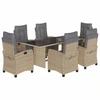 Image de vidaXL Ensemble de jardin 7 pièces avec coussins Mélange beige Poly rotin