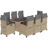 Image de vidaXL Salon de jardin 9 pièces avec coussins Mélange beige Poly rotin