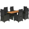 Image de vidaXL Ensemble de jardin 7 pièces avec coussins Noir Poly Rattan