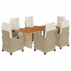 Image de vidaXL Ensemble de jardin 7 pièces avec coussins Beige Poly rotin