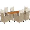 Image de vidaXL Ensemble de jardin 7 pièces avec coussins Mélange beige Poly rotin