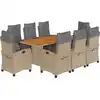 Image de vidaXL Salon de jardin 9 pièces avec coussins Mélange beige Poly rotin