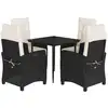 Image de vidaXL Ensemble de jardin 5 pièces avec coussins Noir Poly Rattan