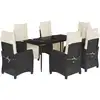 Image de vidaXL Ensemble de jardin 7 pièces avec coussins Noir Poly Rattan