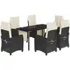 Image de vidaXL Ensemble de jardin 7 pièces avec coussins Noir Poly Rattan