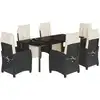 Image de vidaXL Ensemble de jardin 7 pièces avec coussins Noir Poly Rattan