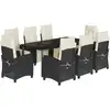 Image de vidaXL Salon de jardin 9 pièces avec coussins noir poly rotin