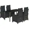 Image de vidaXL Ensemble de jardin 5 pièces avec coussins Noir Poly Rattan
