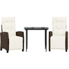 Image de vidaXL Ensemble de jardin 3 pièces avec coussins Marron Poly rotin
