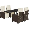 Image de vidaXL Ensemble de jardin 5 pièces avec coussins Marron Poly rotin