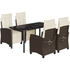Image de vidaXL Ensemble de jardin 5 pièces avec coussins Marron Poly rotin