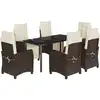 Image de vidaXL Ensemble de jardin 7 pièces avec coussins Marron Poly rotin