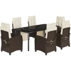 Image de vidaXL Ensemble de jardin 7 pièces avec coussins Marron Poly rotin
