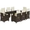 Image de vidaXL Salon de jardin 9 pièces avec coussins Marron Poly rotin