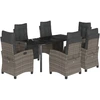 Image de vidaXL Ensemble de jardin 7 pièces avec coussins Gris Poly rotin