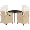 Image de vidaXL Salon de jardin 5 pièces avec coussins Beige Poly Rattan