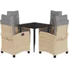 Image de vidaXL Salon de jardin 5 pièces avec coussins Mélange beige Poly rotin