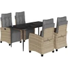 Image de vidaXL Salon de jardin 5 pièces avec coussins Mélange beige Poly rotin