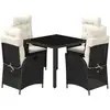 Image de vidaXL Ensemble de jardin 5 pièces avec coussins Noir Poly Rattan
