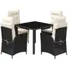 Image de vidaXL Ensemble de jardin 5 pièces avec coussins Noir Poly Rattan